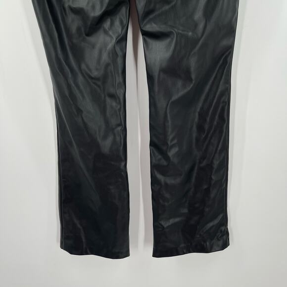ZARA Faux Leather Pants Size Large Black Zipper Flare Vegan Mob Wife Bootcut NWT - Picture 13 of 14